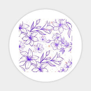 Flower and Leaves pattern illustration background Magnet